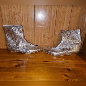 Jeffrey Campbell metallic silver ankle booties